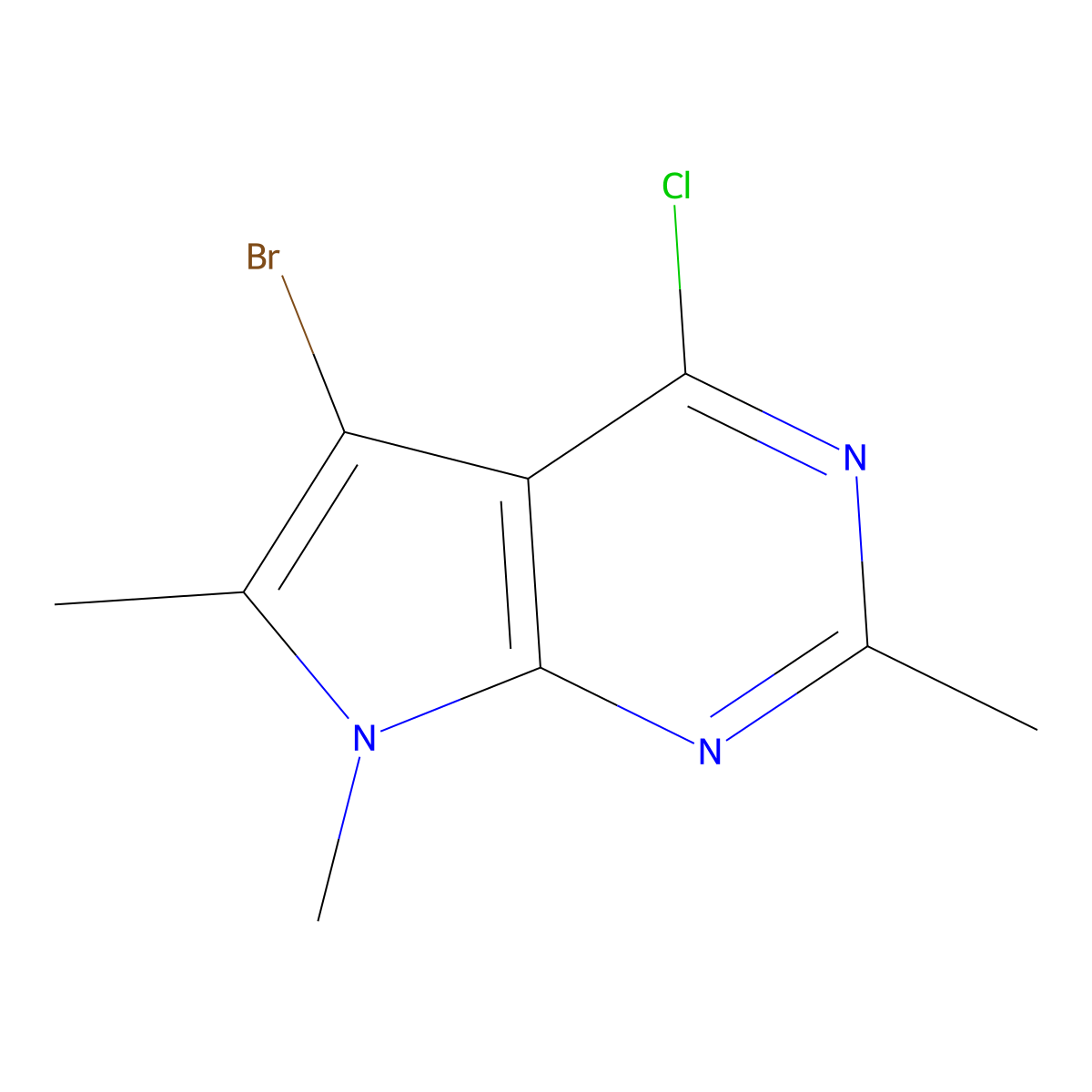5-Bromo-4-chloro-2,6,7-trimethyl-7H-pyrrolo[2,3-D]pyrimidine molecular structure, CAS 2089098-59-7