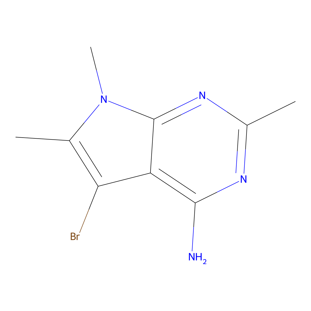 5-Bromo-2,6,7-trimethyl-7H-pyrrolo[2,3-D]pyrimidin-4-amine molecular structure, CAS 2089098-60-0