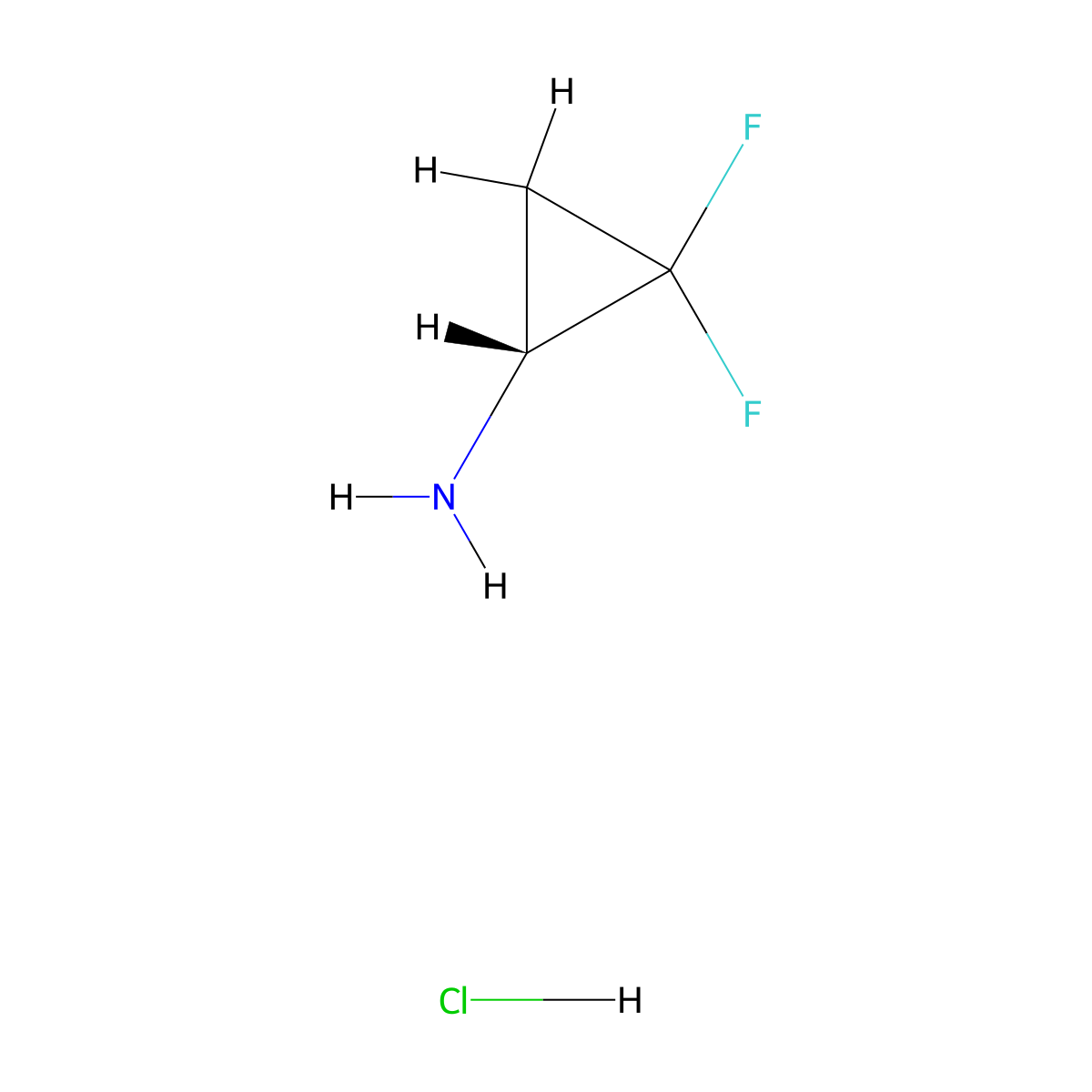 (1R)-2,2-difluorocyclopropan-1-amine hydrochloride molecular structure, CAS 2089150-96-7