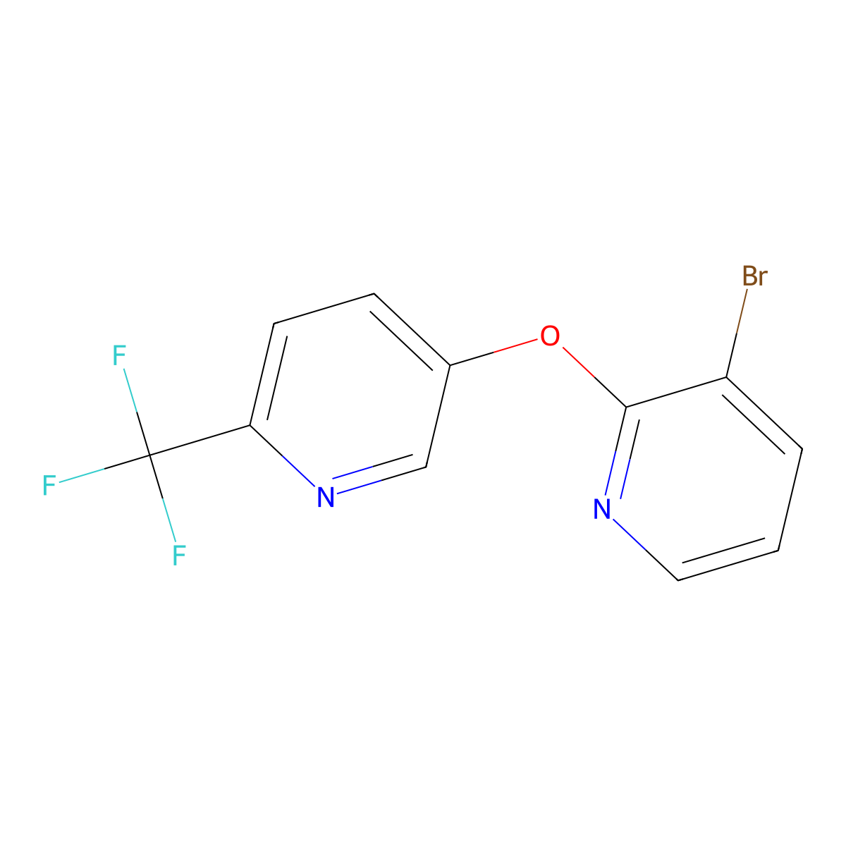 3-Bromo-2-((6-(trifluoromethyl)pyridin-3-yl)oxy)pyridine molecular structure, CAS 2089157-27-5