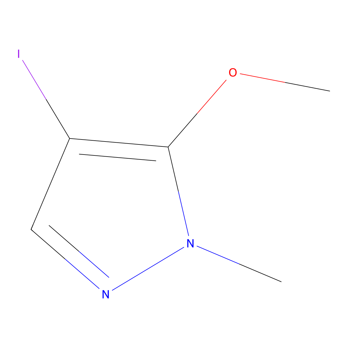 4-iodo-5-methoxy-1-methyl-1H-pyrazole molecular structure, CAS 2089157-80-0