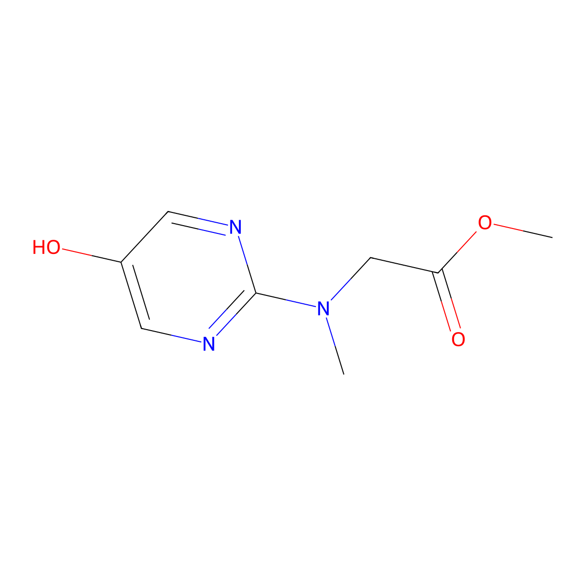 Methyl 2-[(5-hydroxypyrimidin-2-yl)(methyl)amino]acetate molecular structure, CAS 2089158-70-1