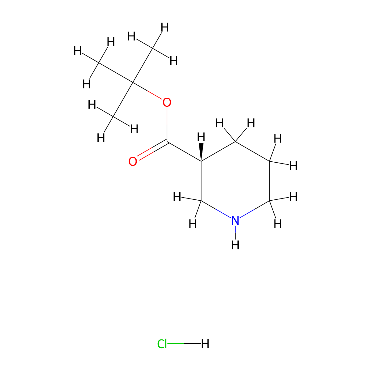 tert-butyl (3R)-piperidine-3-carboxylate hydrochloride molecular structure, CAS 2089245-14-5