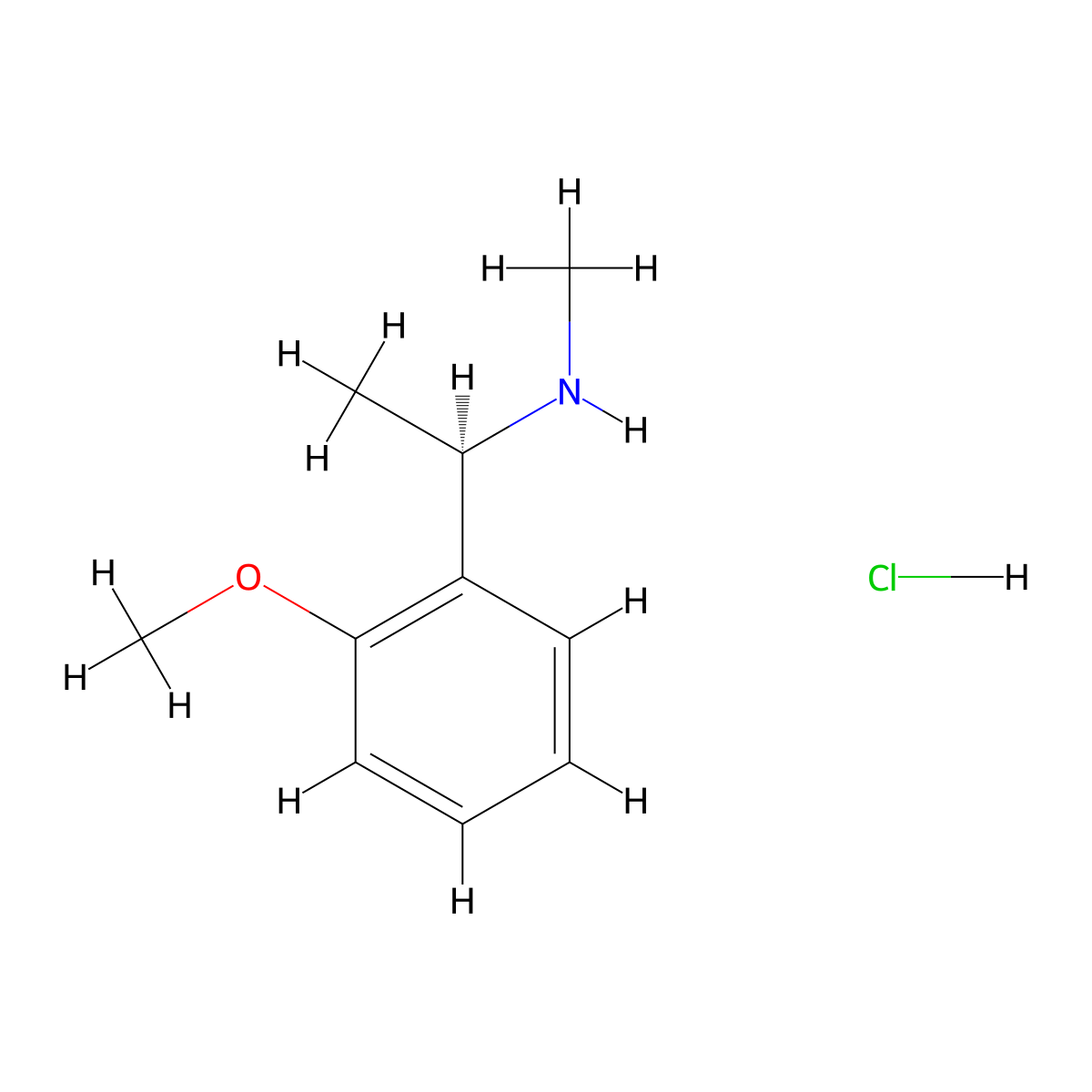((1R)-1-(2-methoxyphenyl)ethyl)(methyl)amine hydrochloride molecular structure, CAS 2089245-21-4