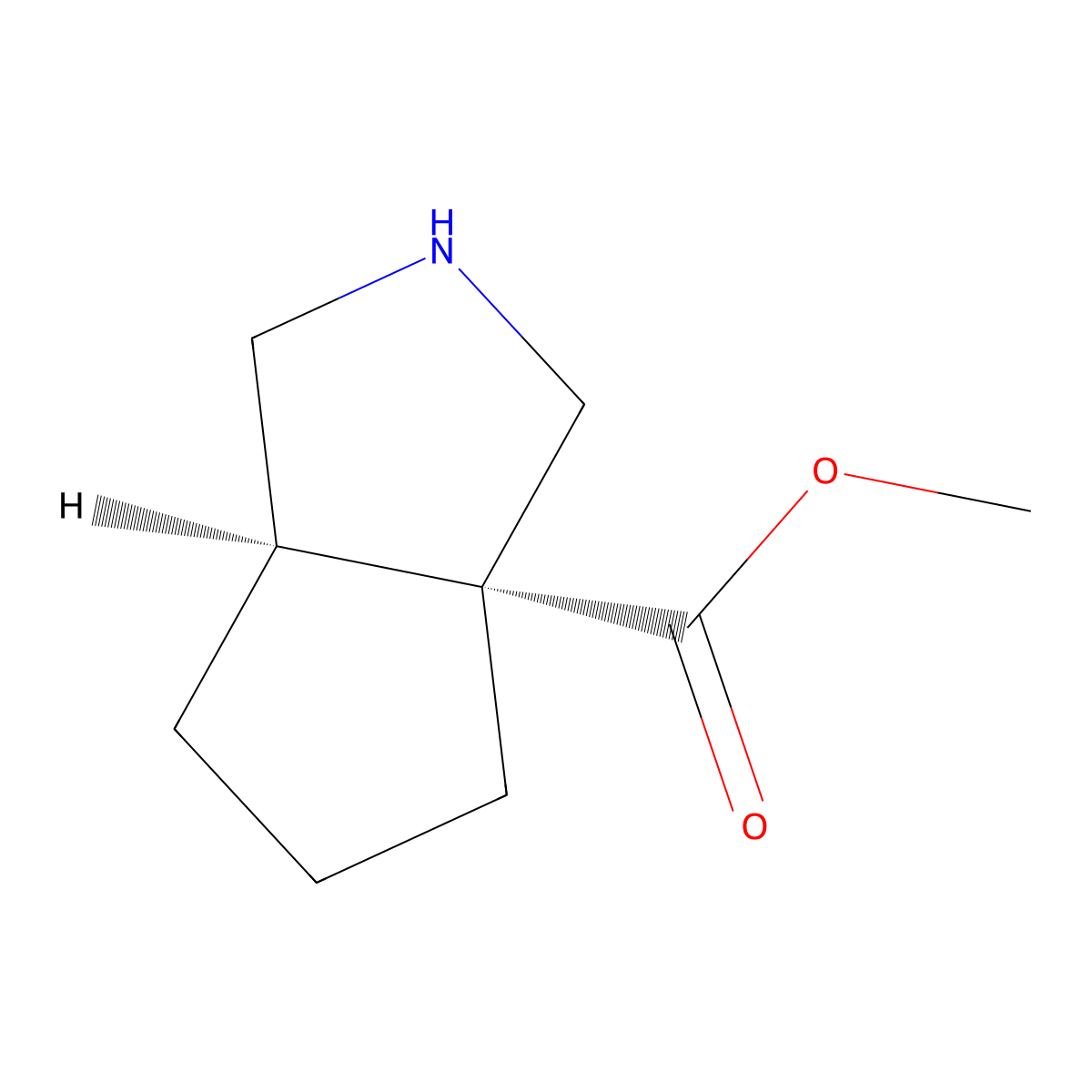 rac-methyl (3aR,6aR)-octahydrocyclopenta[c]pyrrole-3a-carboxylate molecular structure, CAS 2089245-31-6
