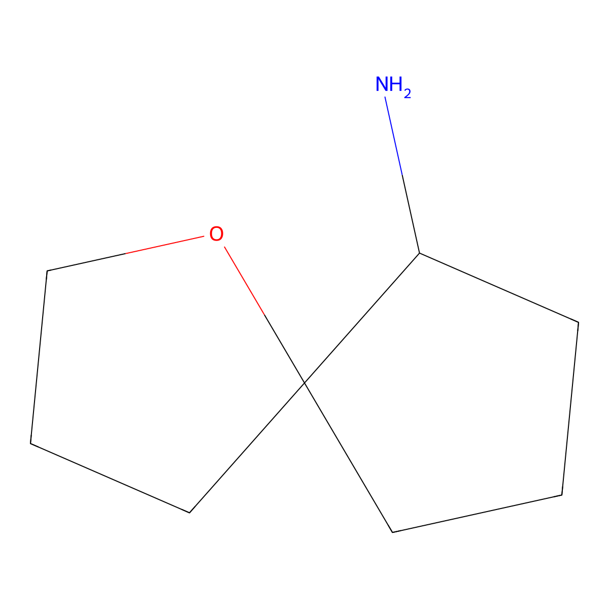 rac-(5R,6S)-1-oxaspiro[4.4]nonan-6-amine molecular structure, CAS 2089245-48-5