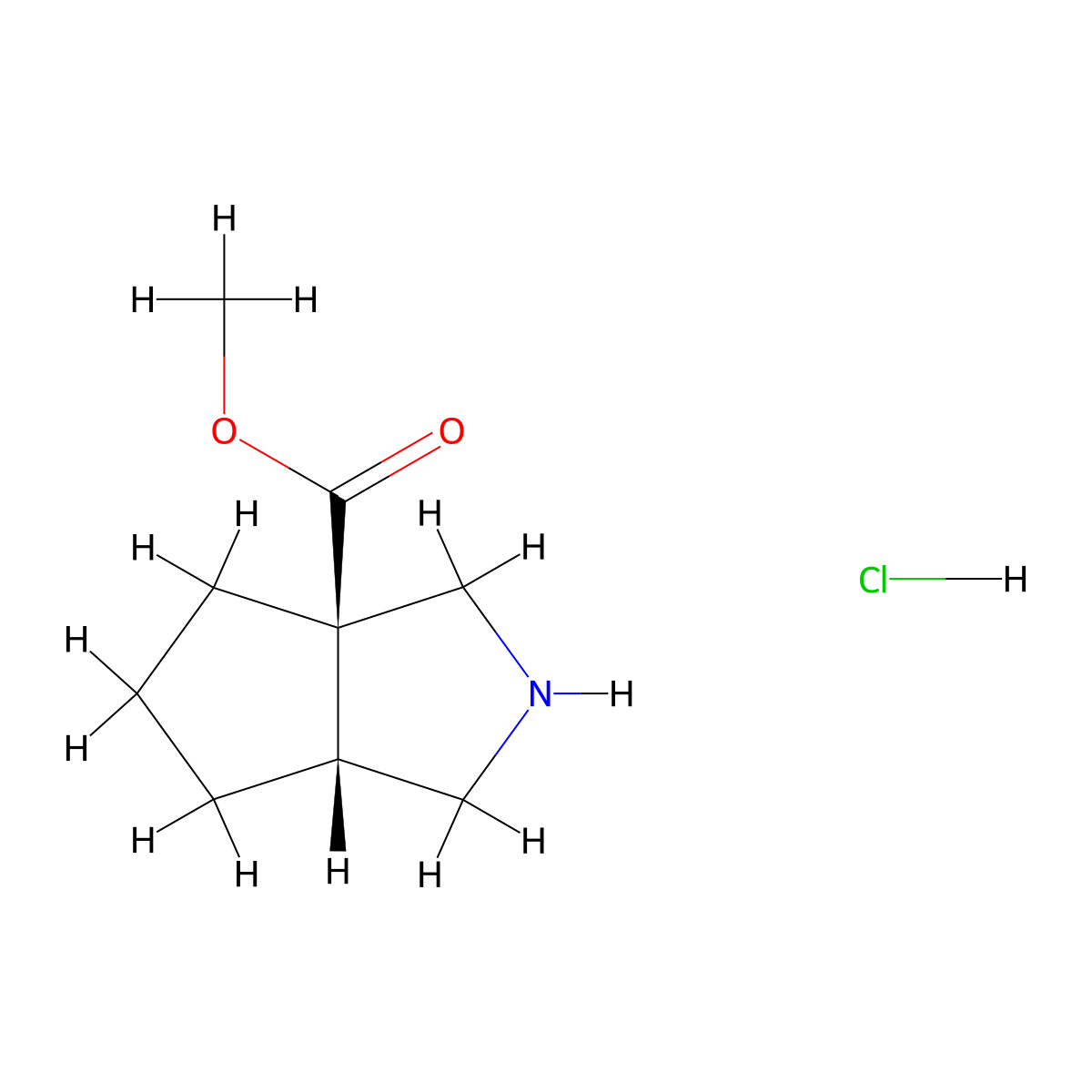 Methyl (3aR,6aR)-2,3,4,5,6,6a-hexahydro-1H-cyclopenta[c]pyrrole-3a-carboxylate;hydrochloride molecular structure, CAS 2089245-54-3