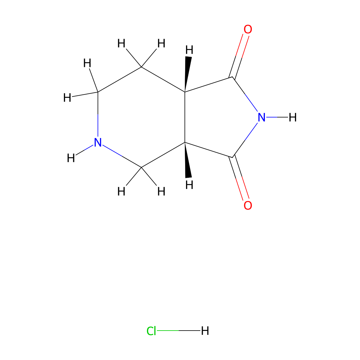 rac-(3aR,7aR)-octahydro-1H-pyrrolo(3,4-c)pyridine-1,3-dione hydrochloride molecular structure, CAS 2089245-60-1