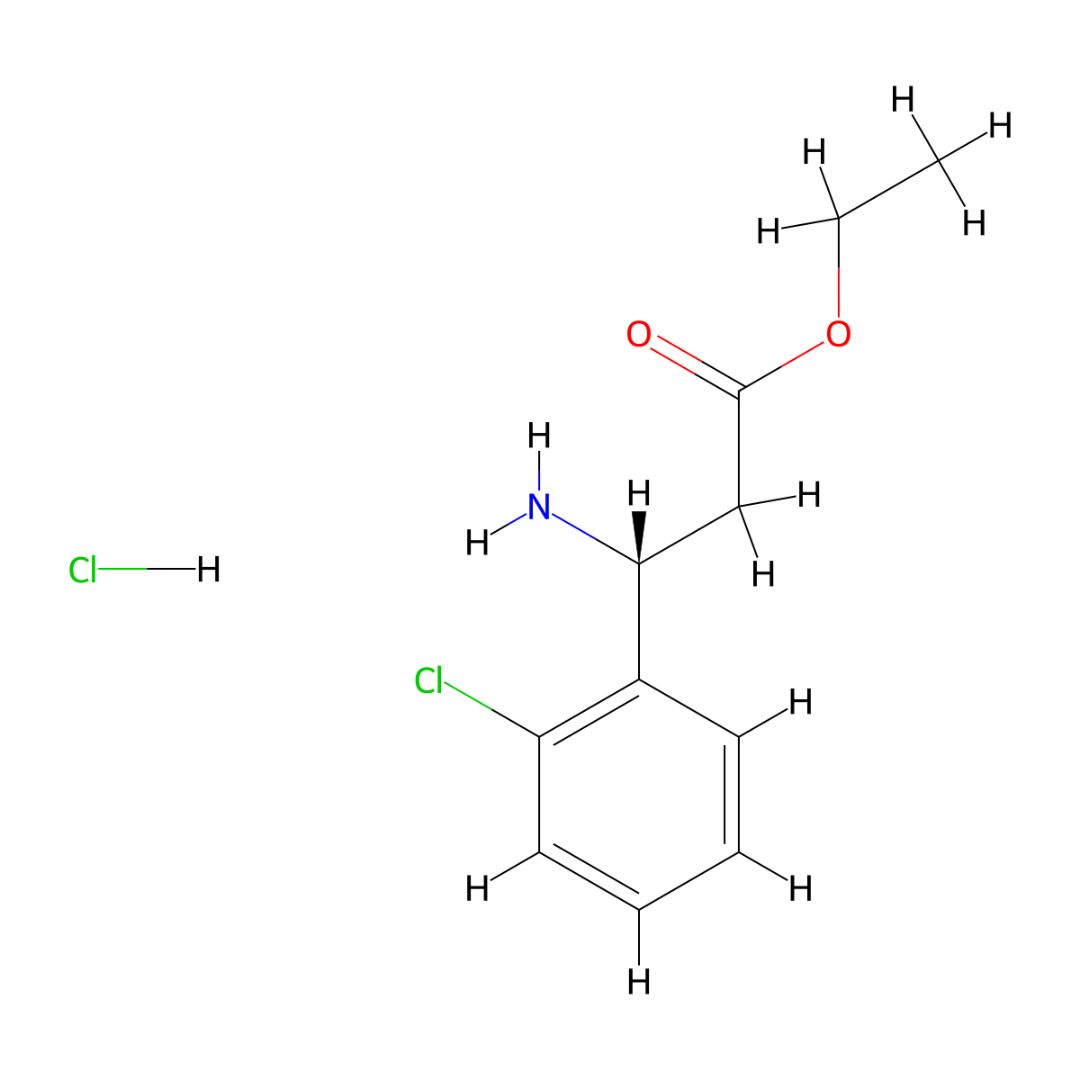 ethyl (3R)-3-amino-3-(2-chlorophenyl)propanoate hydrochloride molecular structure, CAS 2089245-85-0