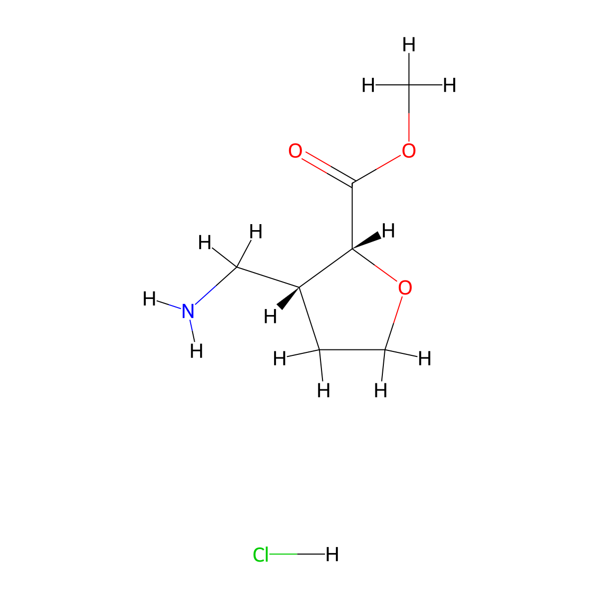 rac-methyl (2R,3R)-3-(aminomethyl)oxolane-2-carboxylate hydrochloride molecular structure, CAS 2089246-41-1