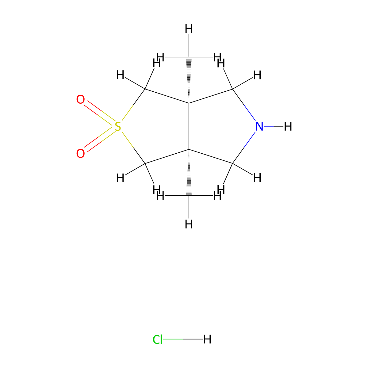 (3AR,6aS)-3a,6a-dimethyl-hexahydro-1H-2lambda6-thieno[3,4-c]pyrrole-2,2-dione hydrochloride molecular structure, CAS 2089246-57-9