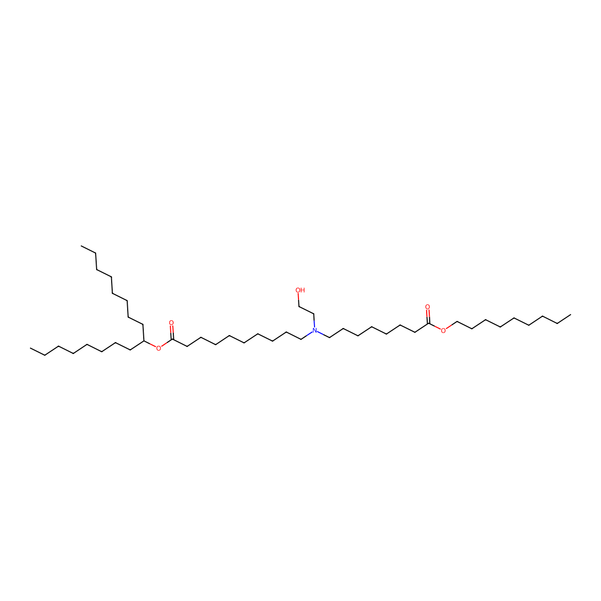 Heptadecan-9-yl 10-((2-hydroxyethyl)(8-(nonyloxy)-8-oxooctyl)amino)decanoate molecular structure, CAS 2089251-43-2