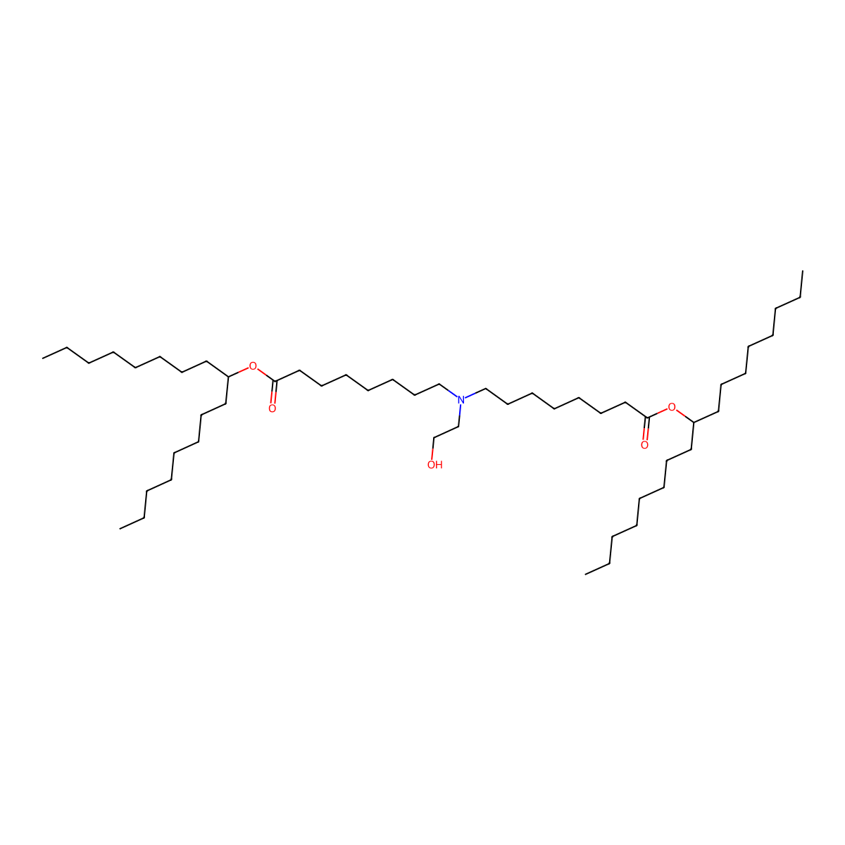 Di(heptadecan-9-yl) 8,8'-((2-hydroxyethyl)azanediyl)dioctanoate molecular structure, CAS 2089251-55-6
