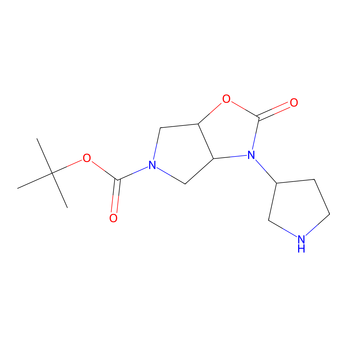 rac-tert-butyl (3aR,6aS)-2-oxo-3-(pyrrolidin-3-yl)-hexahydro-2H-pyrrolo[3,4-d][1,3]oxazole-5-carboxylate molecular structure, CAS 2089253-81-4