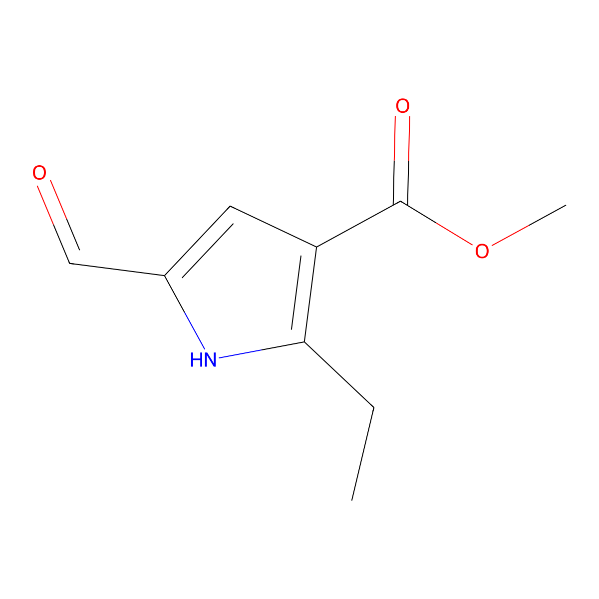 Methyl 2-ethyl-5-formyl-1H-pyrrole-3-carboxylate molecular structure, CAS 2089255-08-1