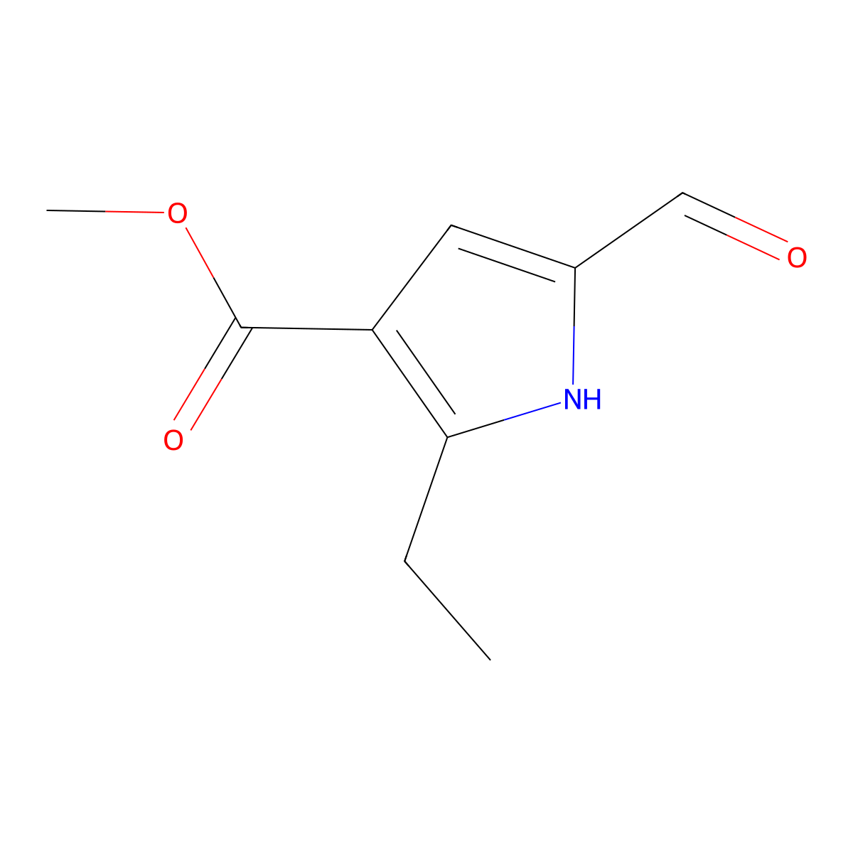 Methyl 2-ethyl-5-formyl-1H-pyrrole-3-carboxylate molecular structure, CAS 2089255-08-1