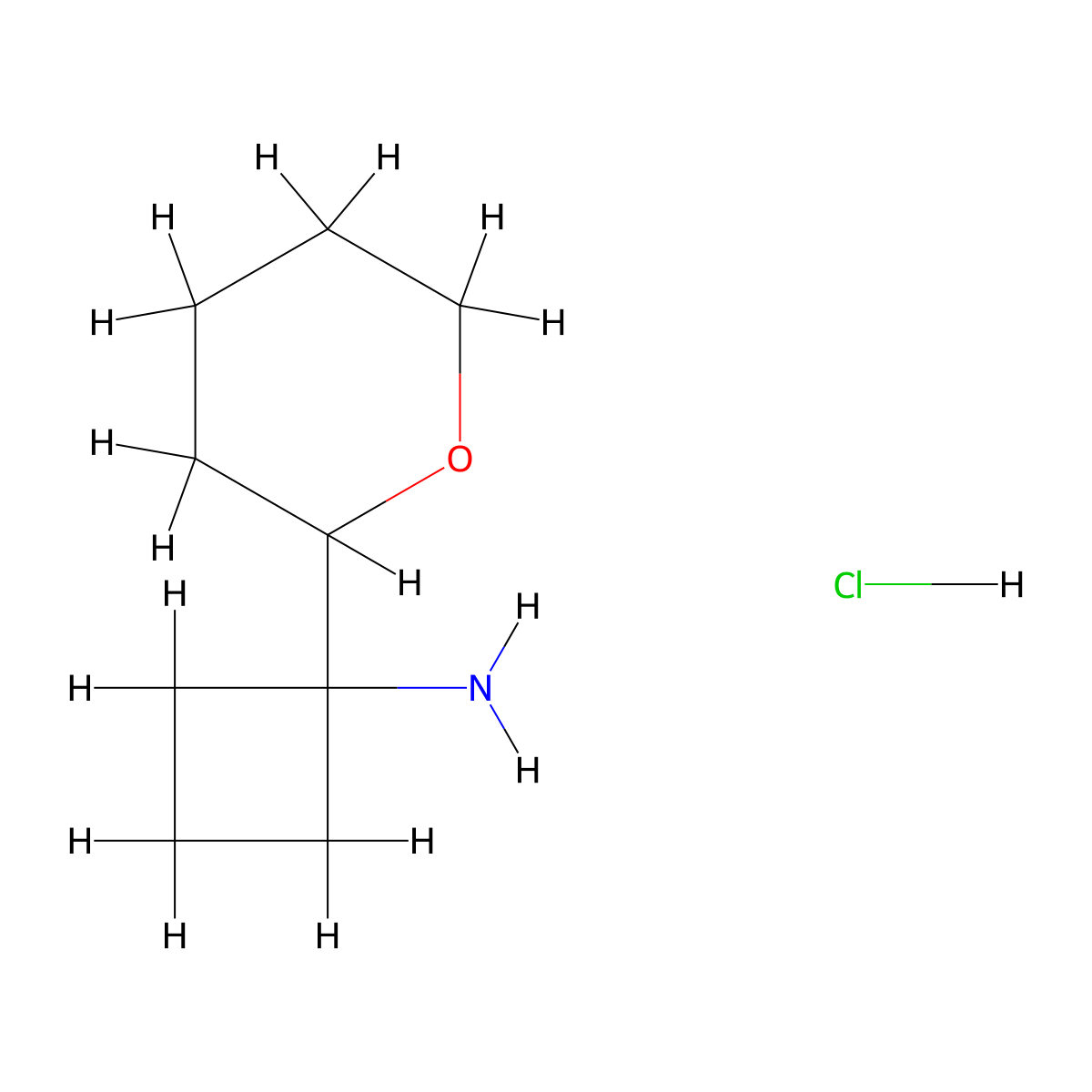 1-(Oxan-2-yl)cyclobutan-1-amine hydrochloride molecular structure, CAS 2089255-09-2
