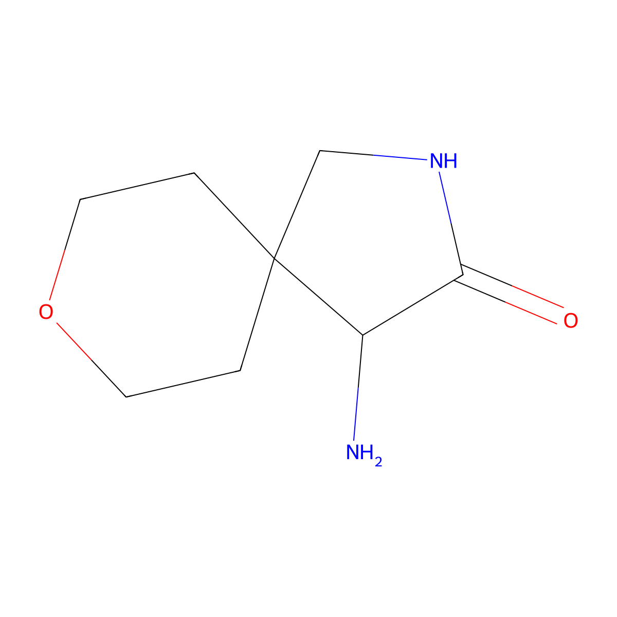 4-Amino-8-oxa-2-azaspiro(4.5)decan-3-one molecular structure, CAS 2089255-18-3