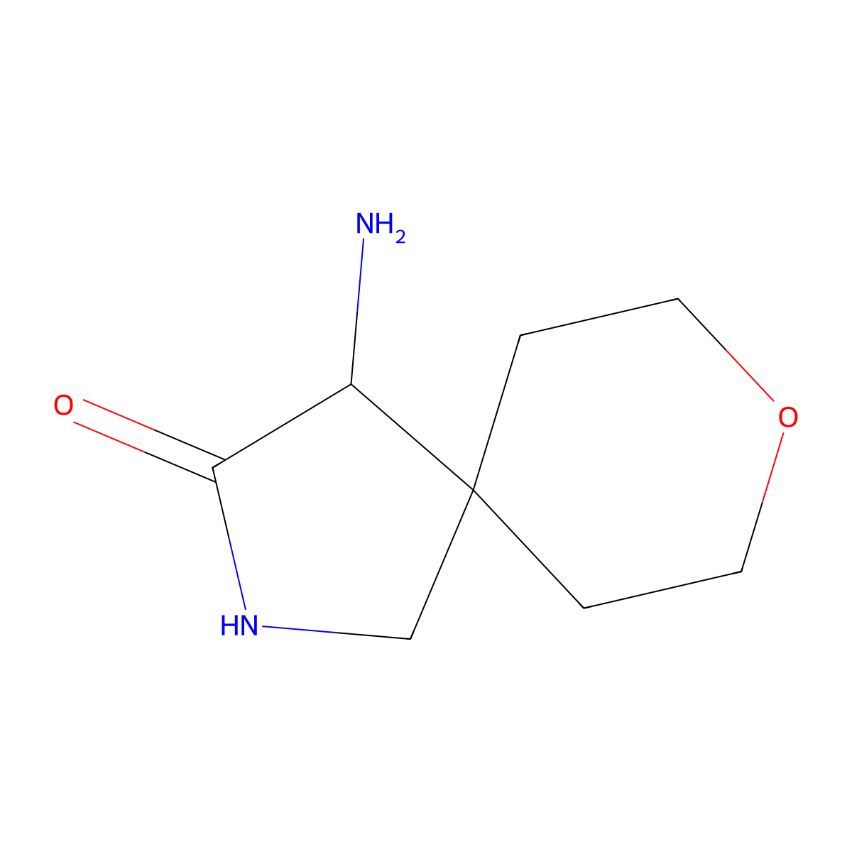4-Amino-8-oxa-2-azaspiro(4.5)decan-3-one molecular structure, CAS 2089255-18-3