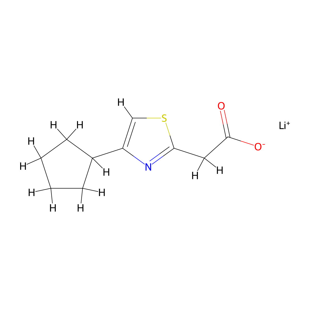 Lithium(1+) ion 2-(4-cyclopentyl-1,3-thiazol-2-yl)acetate molecular structure, CAS 2089255-19-4