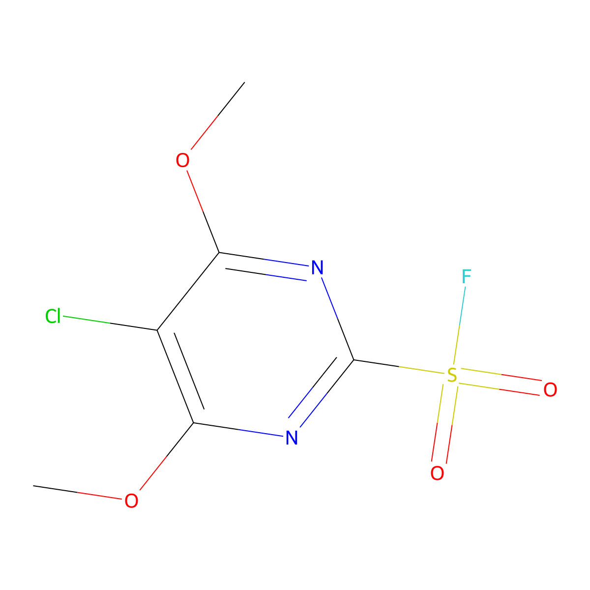 5-Chloro-4,6-dimethoxypyrimidine-2-sulfonyl fluoride molecular structure, CAS 2089255-25-2