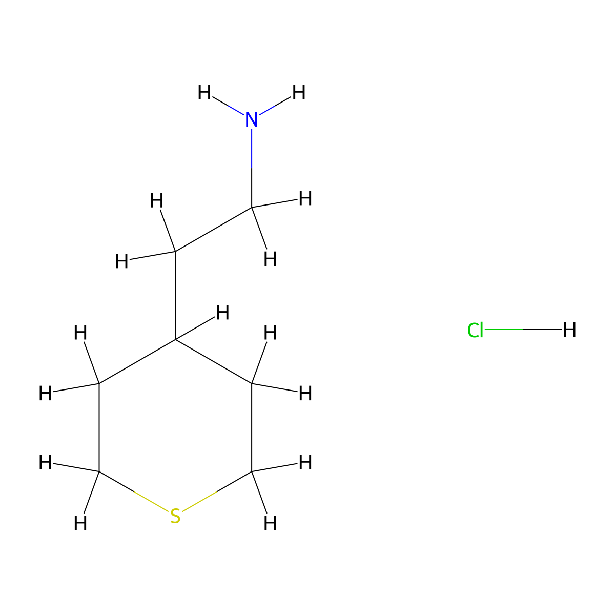 2-(Thian-4-yl)ethan-1-amine hydrochloride molecular structure, CAS 2089255-37-6