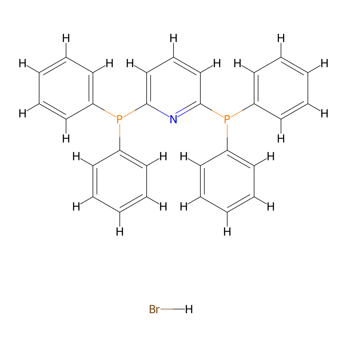 2,6-Bis(diphenylphosphino)pyridine hydrobromide molecular structure, CAS 2089255-42-3