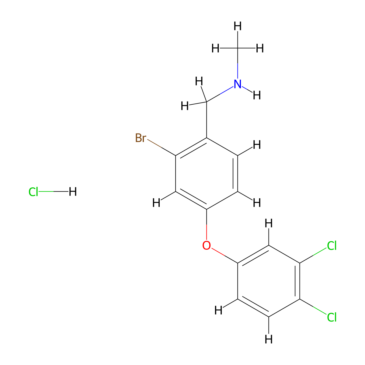 {[2-Bromo-4-(3,4-dichlorophenoxy)phenyl]methyl}(methyl)amine hydrochloride molecular structure, CAS 2089255-45-6