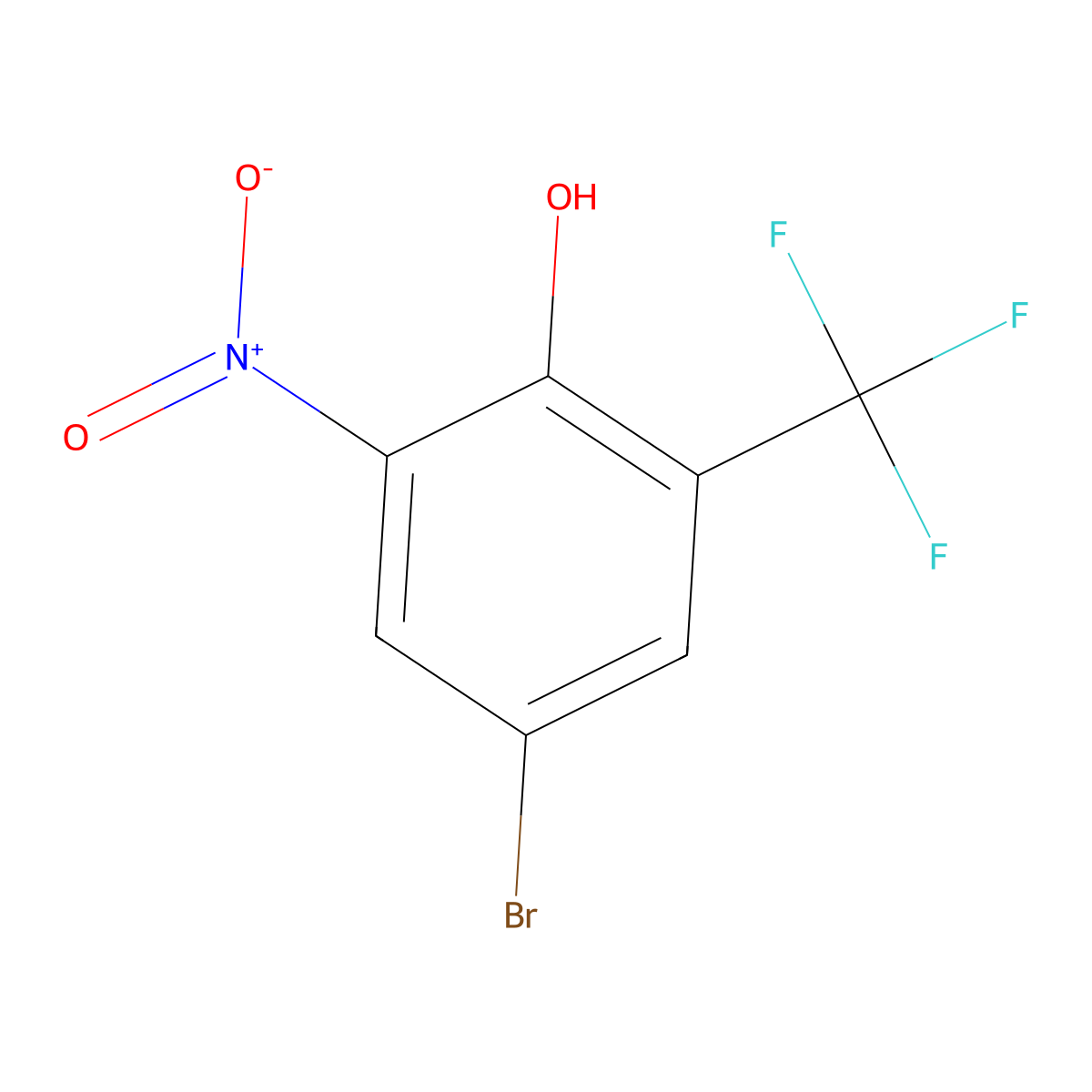 4-Bromo-2-nitro-6-(trifluoromethyl)phenol molecular structure, CAS 2089255-50-3