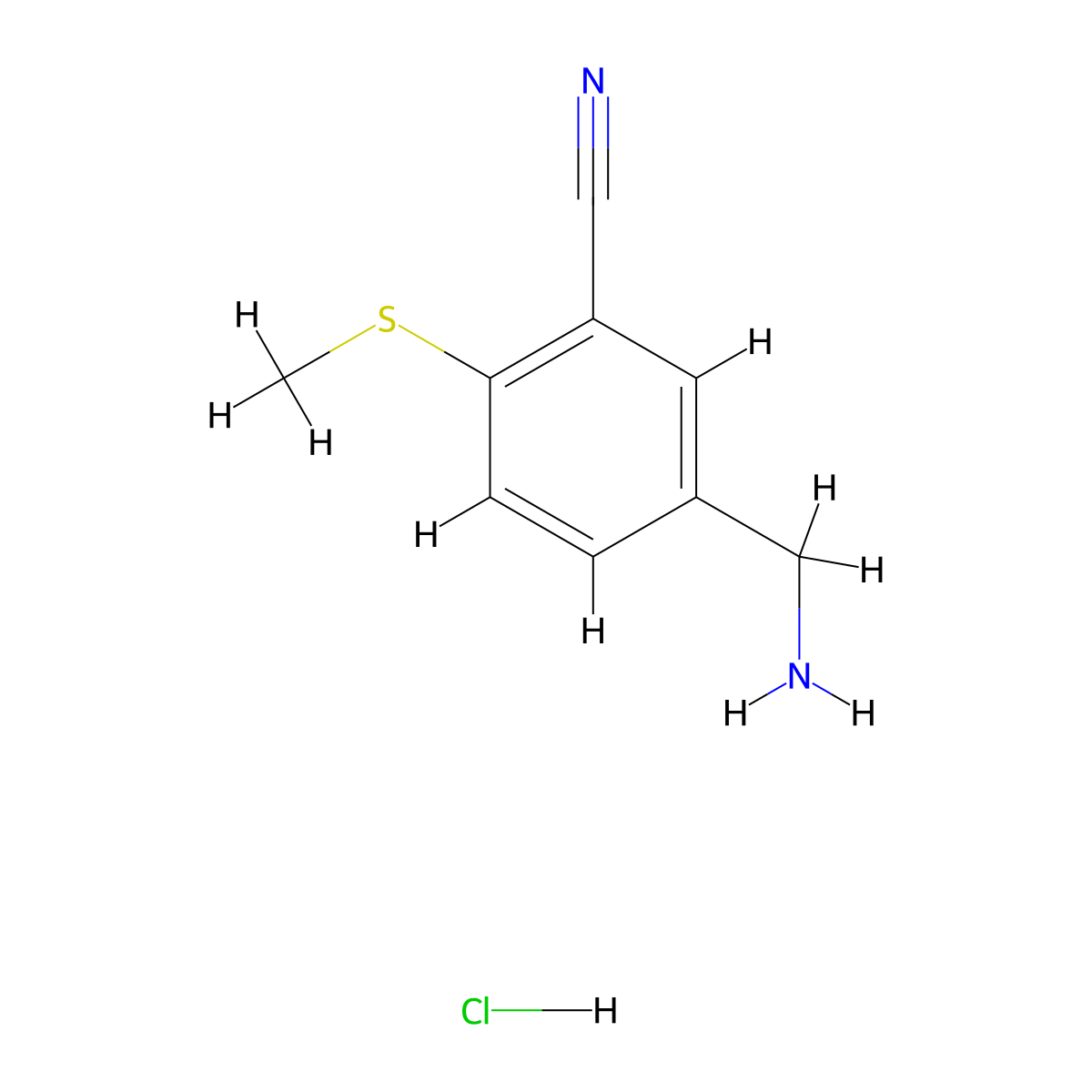 5-(Aminomethyl)-2-(methylsulfanyl)benzonitrile hydrochloride molecular structure, CAS 2089255-52-5