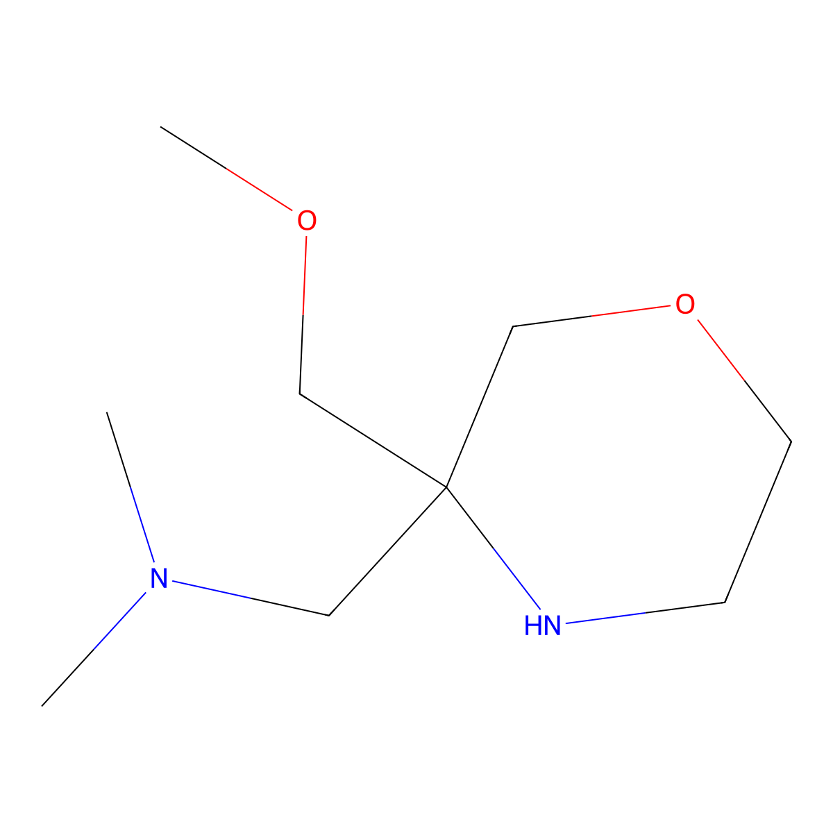 {[3-(Methoxymethyl)morpholin-3-yl]methyl}dimethylamine molecular structure, CAS 2089255-55-8