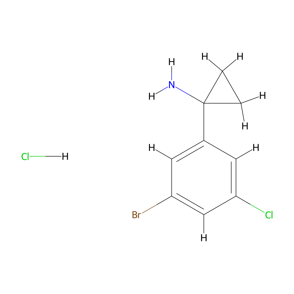 1-(3-Bromo-5-chlorophenyl)cyclopropan-1-amine hydrochloride molecular structure, CAS 2089255-58-1