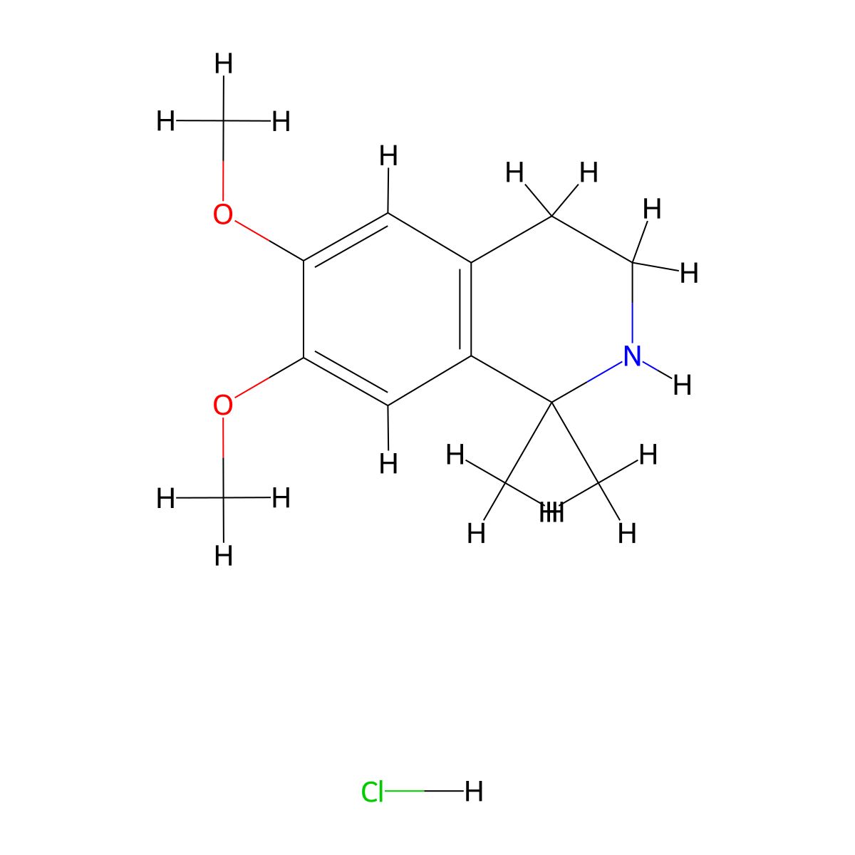 6,7-Dimethoxy-1,1-dimethyl-1,2,3,4-tetrahydroisoquinoline hydrochloride molecular structure, CAS 2089255-60-5