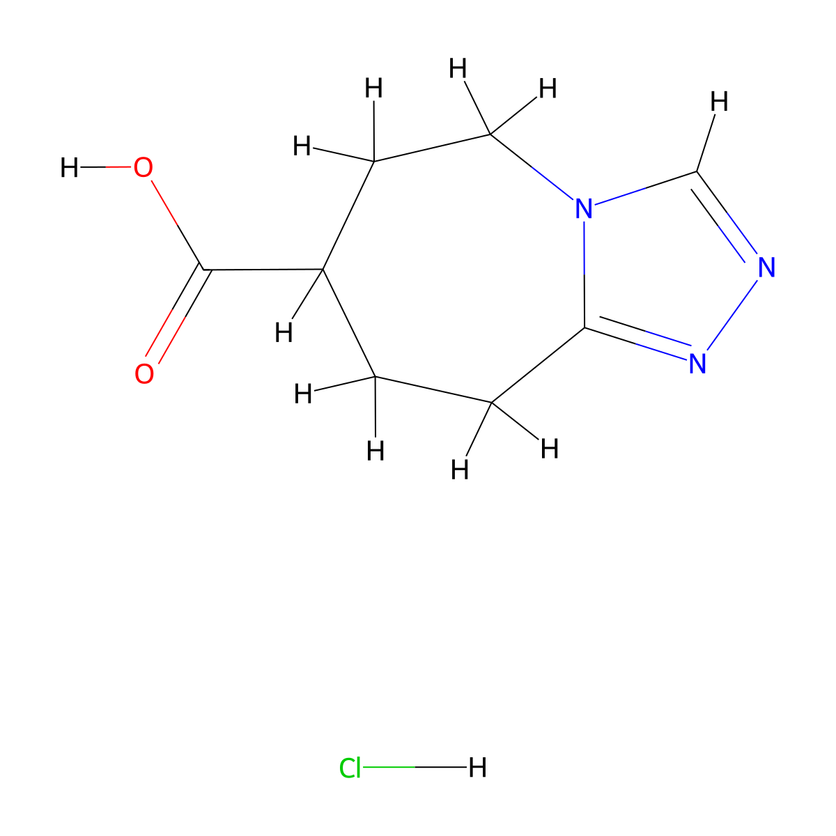 5H,6H,7H,8H,9H-(1,2,4)triazolo(4,3-a)azepine-7-carboxylic acid hydrochloride molecular structure, CAS 2089255-62-7