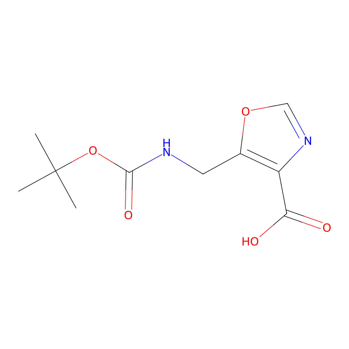 5-({[(Tert-butoxy)carbonyl]amino}methyl)-1,3-oxazole-4-carboxylic acid molecular structure, CAS 2089255-71-8