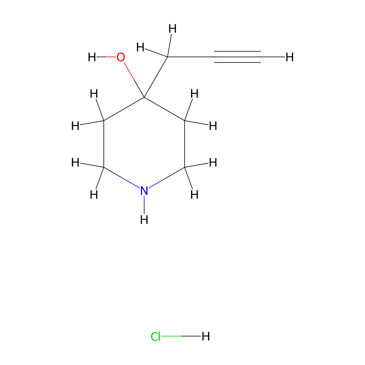 4-(Prop-2-yn-1-yl)piperidin-4-ol hydrochloride molecular structure, CAS 2089255-82-1