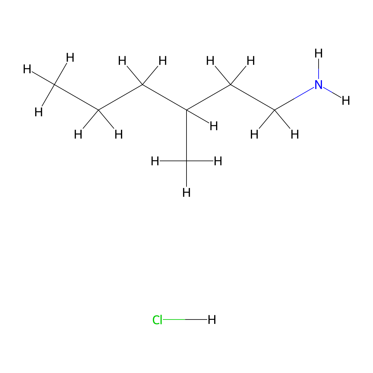 3-Methylhexan-1-amine hydrochloride molecular structure, CAS 2089255-88-7