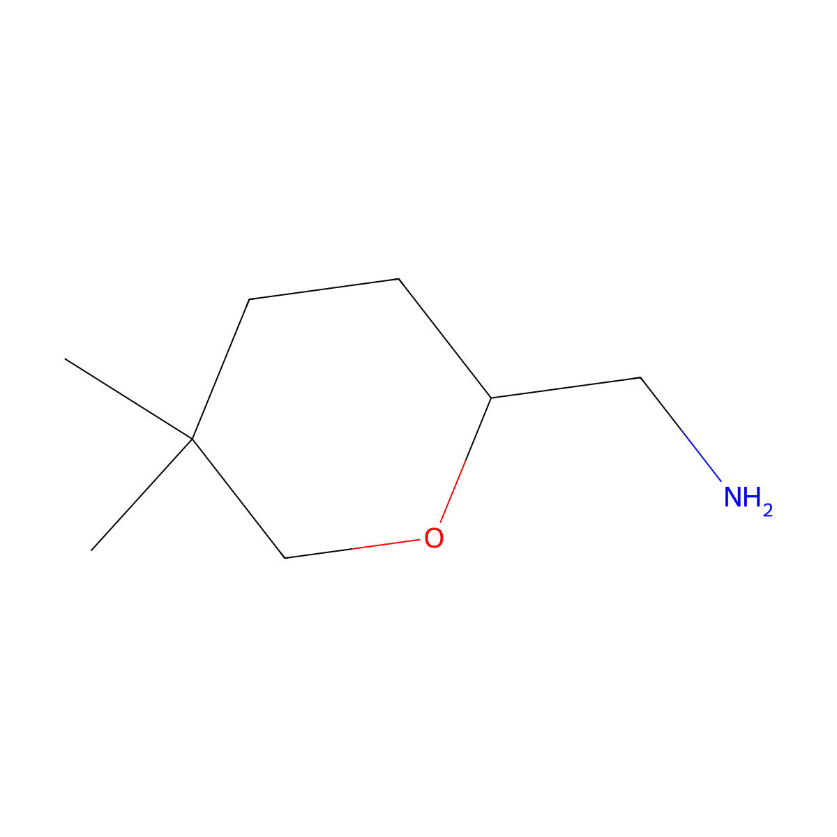 (5,5-Dimethyloxan-2-yl)methanamine molecular structure, CAS 2089255-89-8
