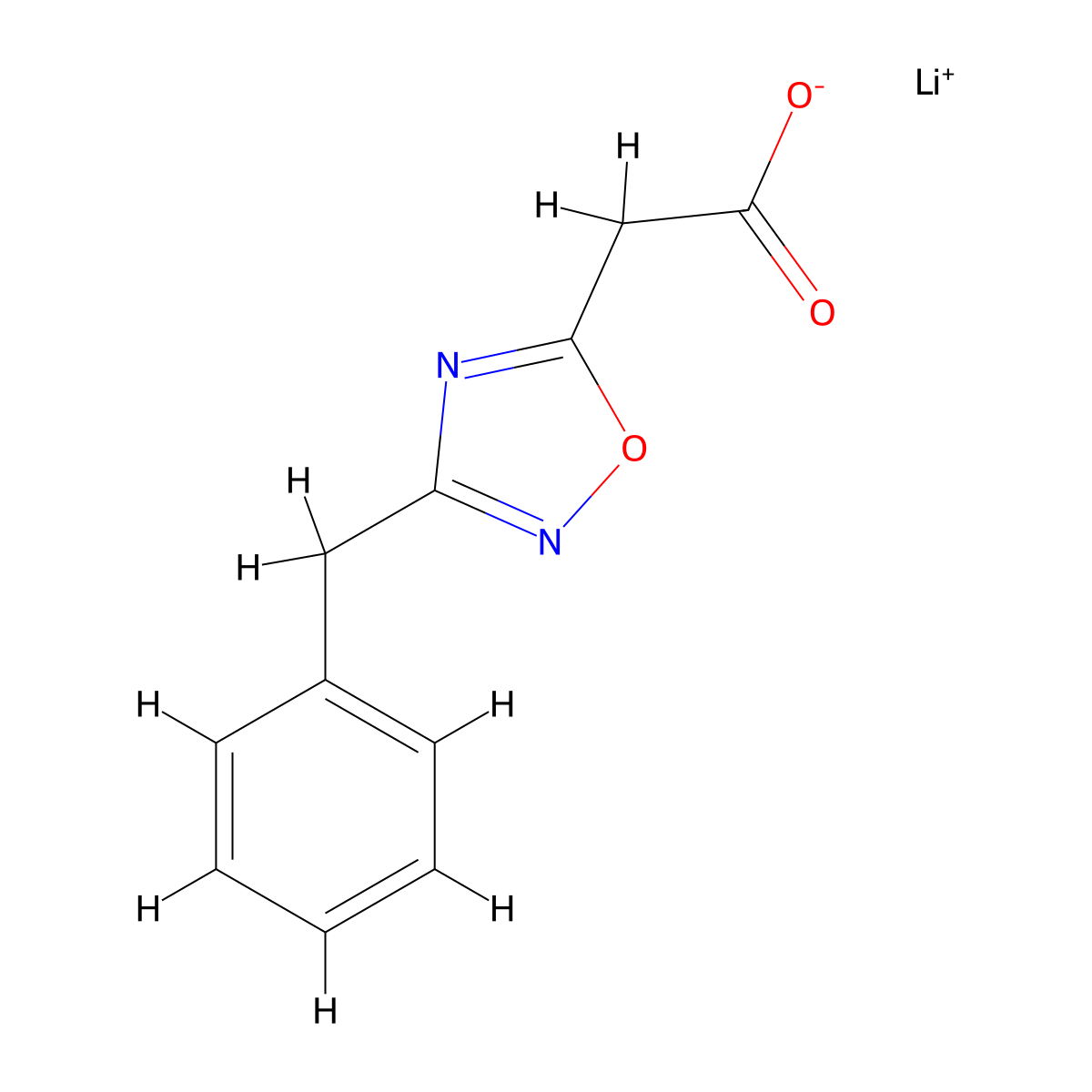 Lithium(1+) ion 2-(3-benzyl-1,2,4-oxadiazol-5-yl)acetate molecular structure, CAS 2089255-92-3