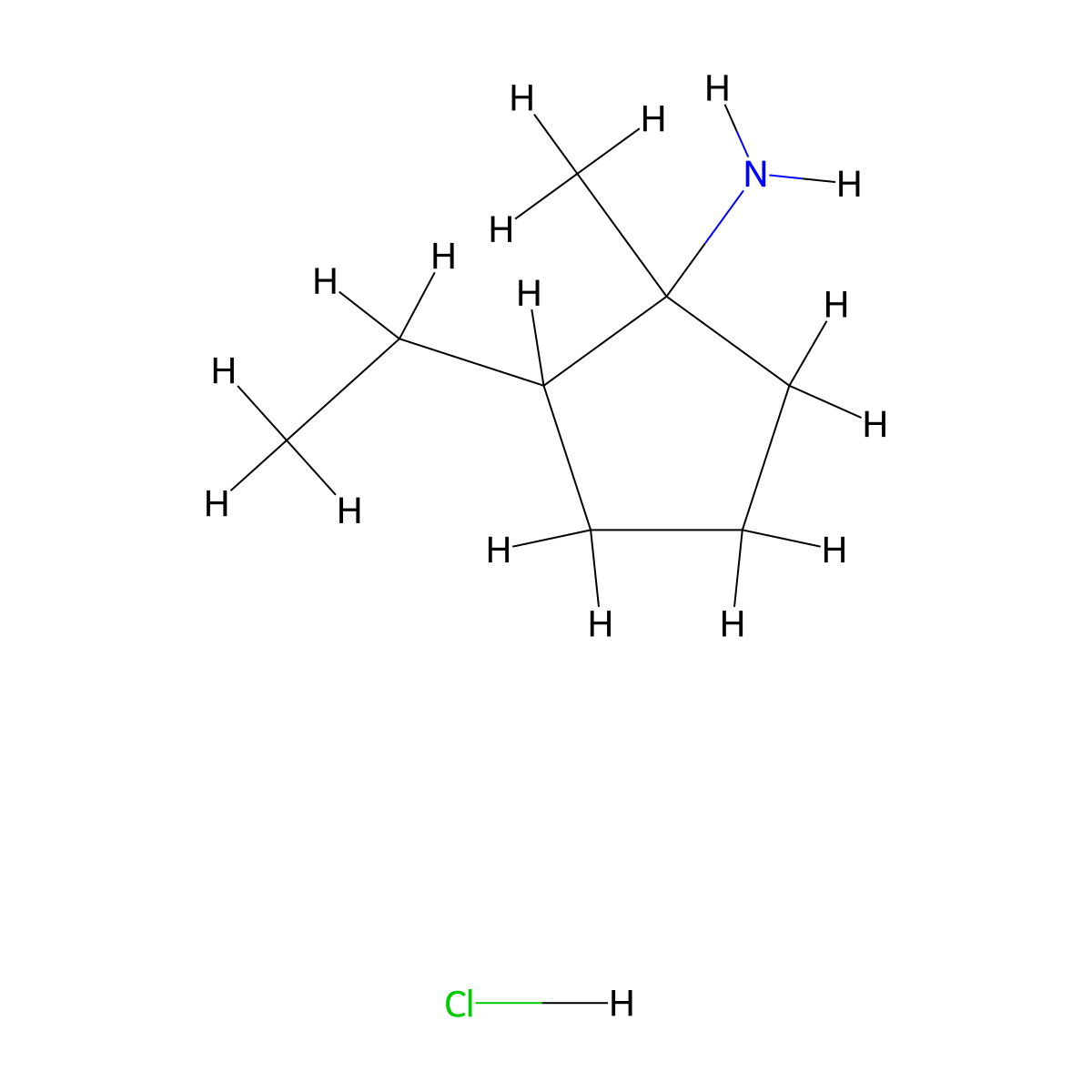 2-Ethyl-1-methylcyclopentan-1-amine hydrochloride molecular structure, CAS 2089255-94-5