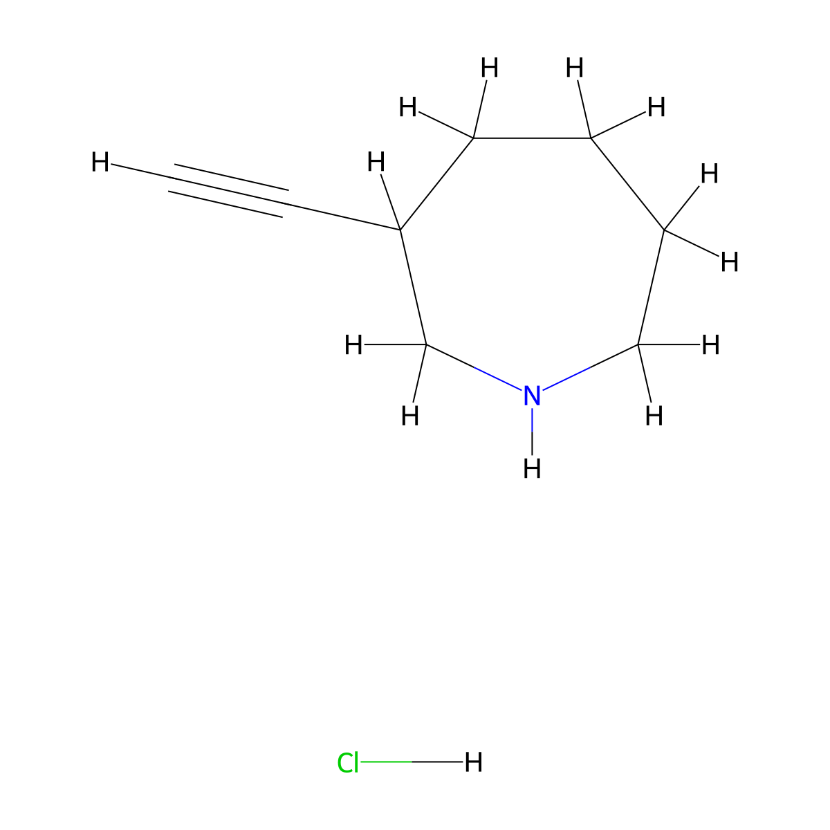 3-Ethynylazepane hydrochloride molecular structure, CAS 2089256-00-6