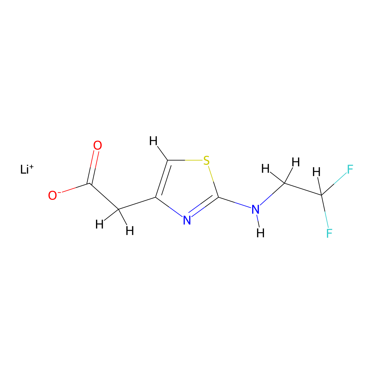 Lithium(1+) ion 2-{2-[(2,2-difluoroethyl)amino]-1,3-thiazol-4-yl}acetate molecular structure, CAS 2089256-01-7
