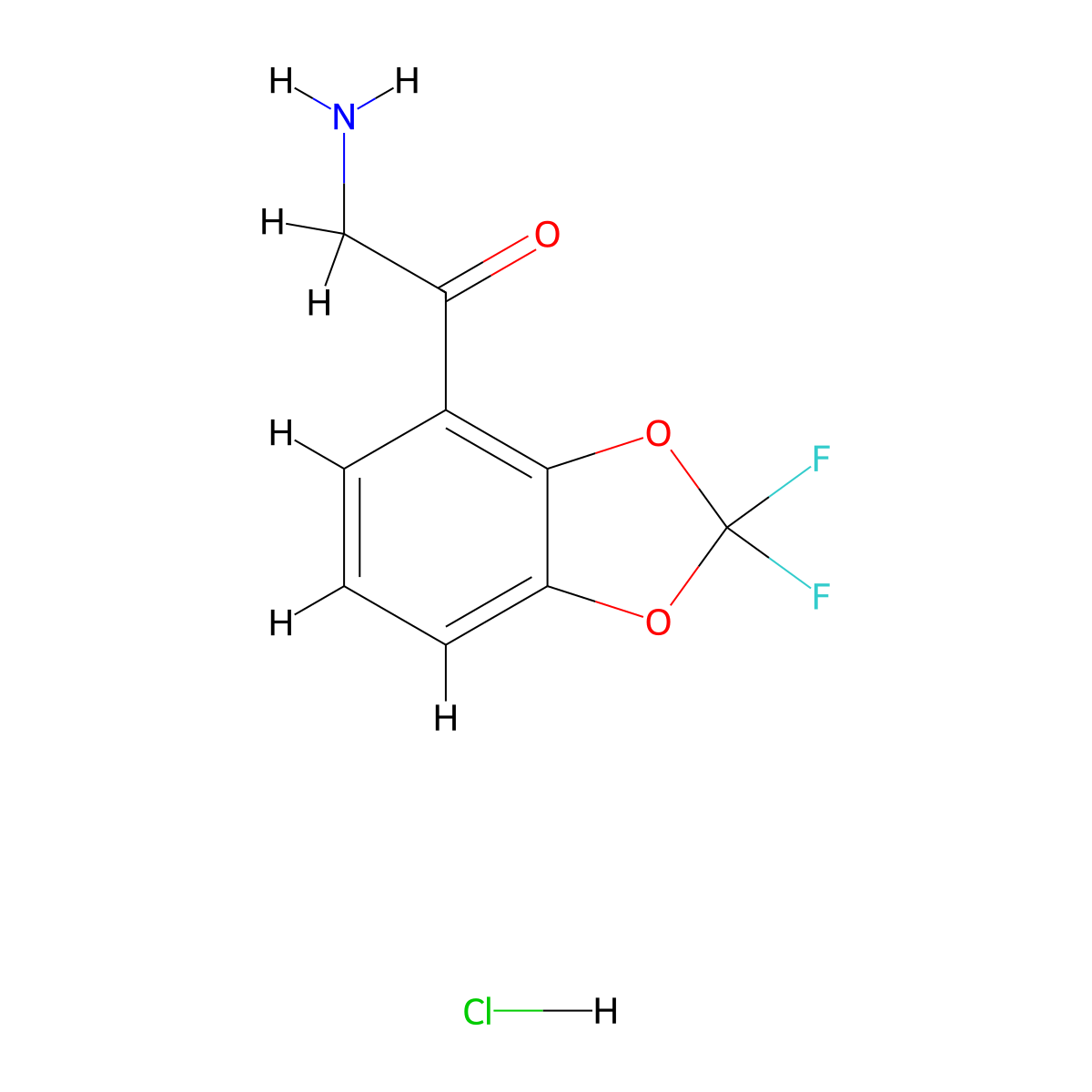 2-Amino-1-(2,2-difluoro-1,3-dioxaindan-4-yl)ethan-1-one hydrochloride molecular structure, CAS 2089256-05-1