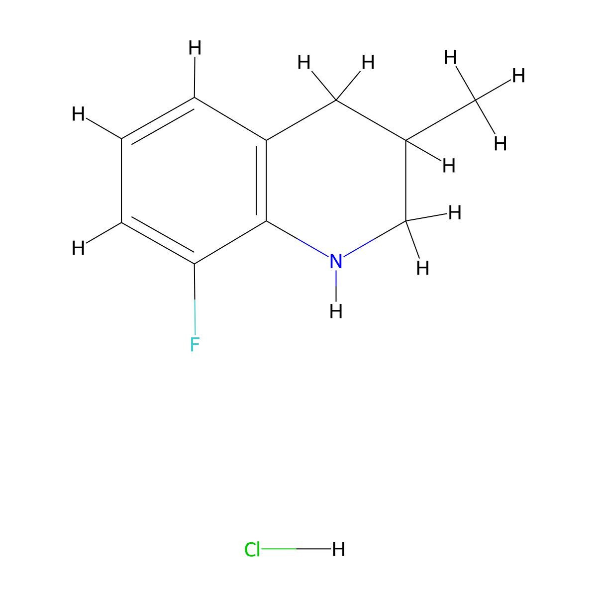 8-Fluoro-3-methyl-1,2,3,4-tetrahydroquinoline hydrochloride molecular structure, CAS 2089256-06-2