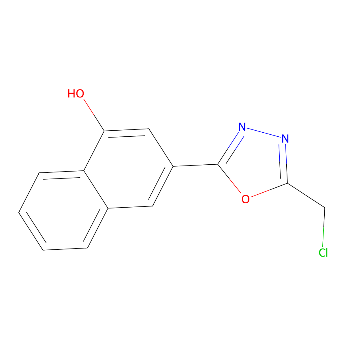 3-[5-(Chloromethyl)-1,3,4-oxadiazol-2-yl]naphthalen-1-ol molecular structure, CAS 2089256-07-3