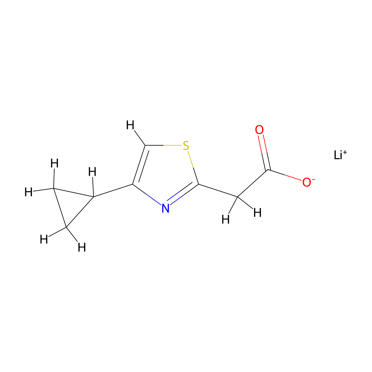 Lithium(1+) ion 2-(4-cyclopropyl-1,3-thiazol-2-yl)acetate molecular structure, CAS 2089256-12-0