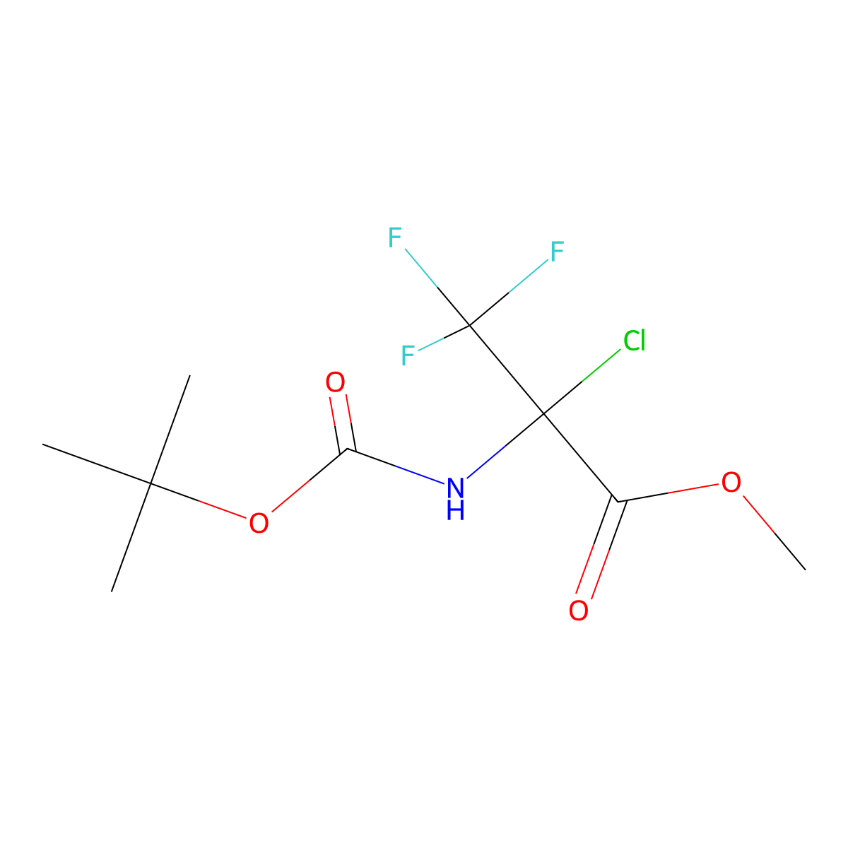 Methyl 2-{[(tert-butoxy)carbonyl]amino}-2-chloro-3,3,3-trifluoropropanoate molecular structure, CAS 2089257-01-0
