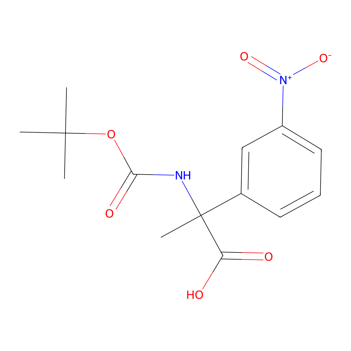 2-{[(Tert-butoxy)carbonyl]amino}-2-(3-nitrophenyl)propanoic acid molecular structure, CAS 2089257-11-2