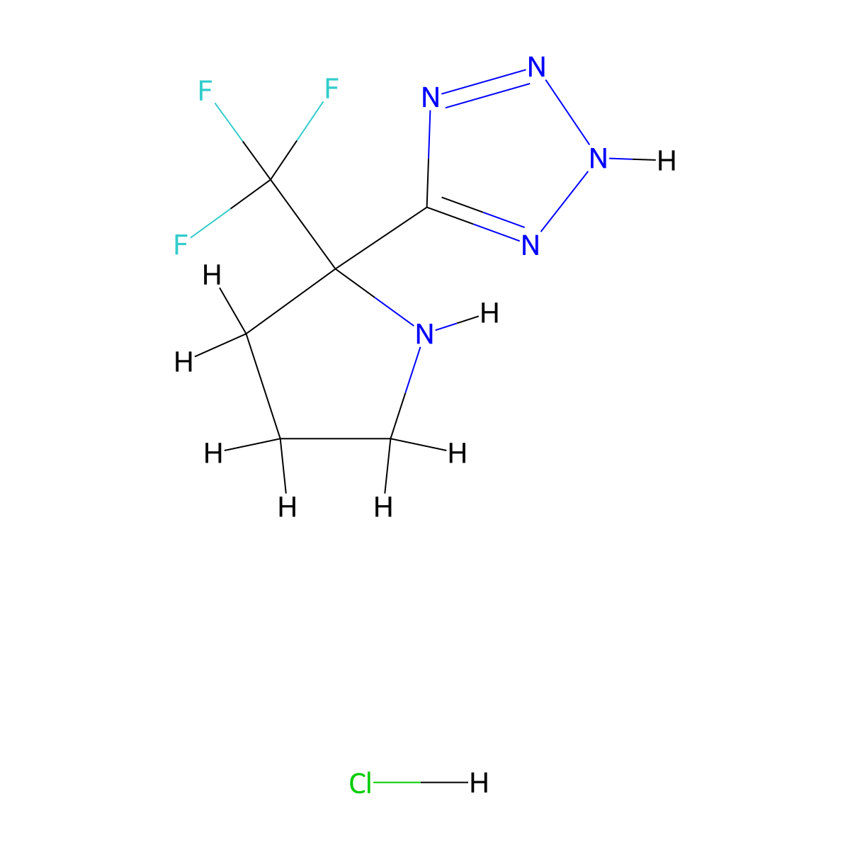 5-[2-(trifluoromethyl)pyrrolidin-2-yl]-1H-1,2,3,4-tetrazole hydrochloride molecular structure, CAS 2089257-17-8