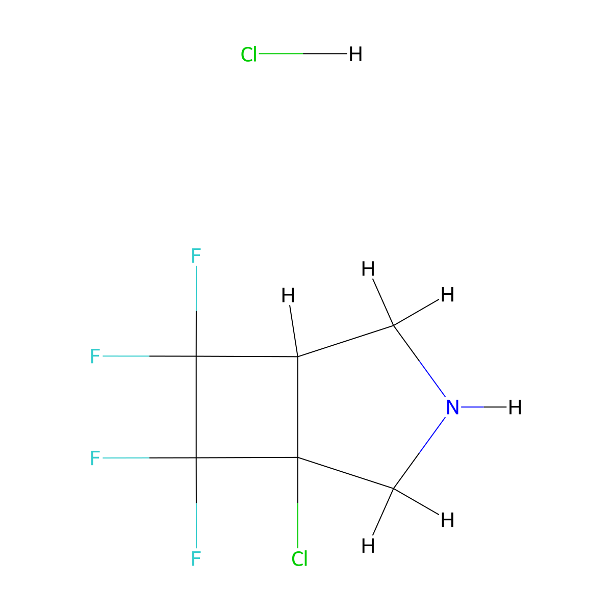 1-Chloro-6,6,7,7-tetrafluoro-3-azabicyclo(3.2.0)heptane hydrochloride molecular structure, CAS 2089257-21-4